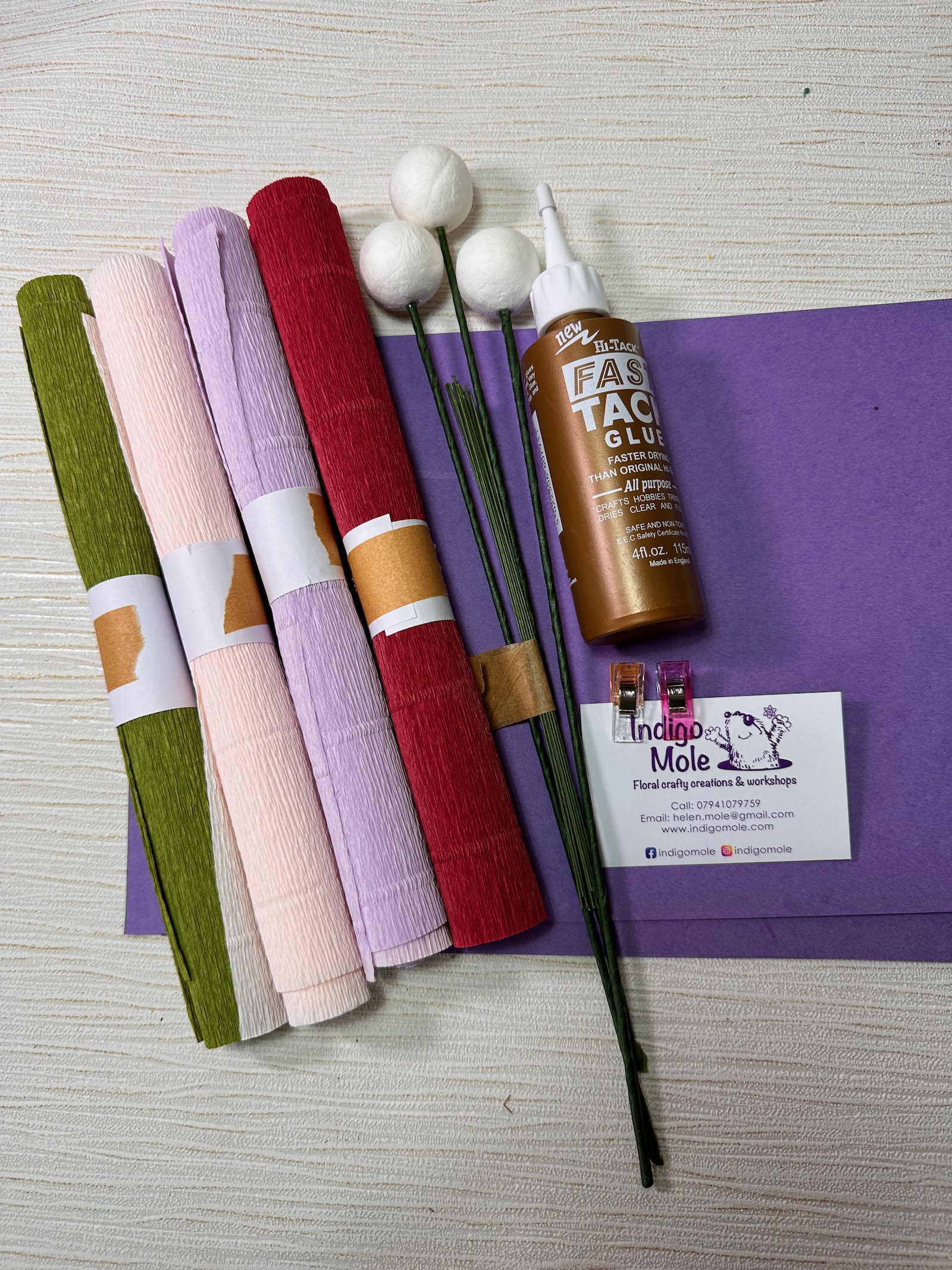 Peony crepe paper flower kit - Image 3