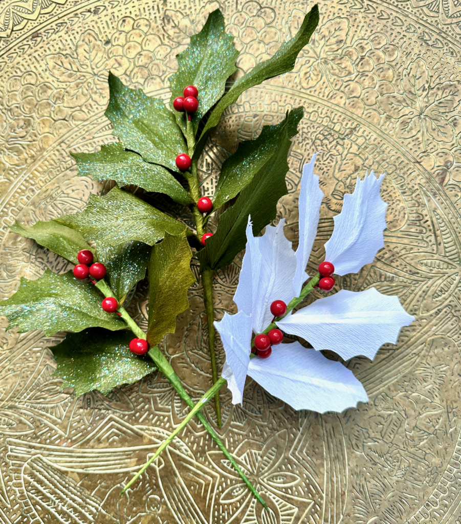 crepe paper holly stem